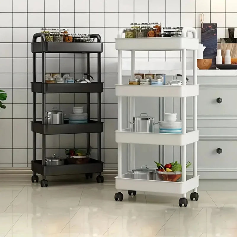Organizador Multiuso Estreito com Rodinhas – Carrinho de Plástico Funcional para Banheiro, Quarto e Cozinha