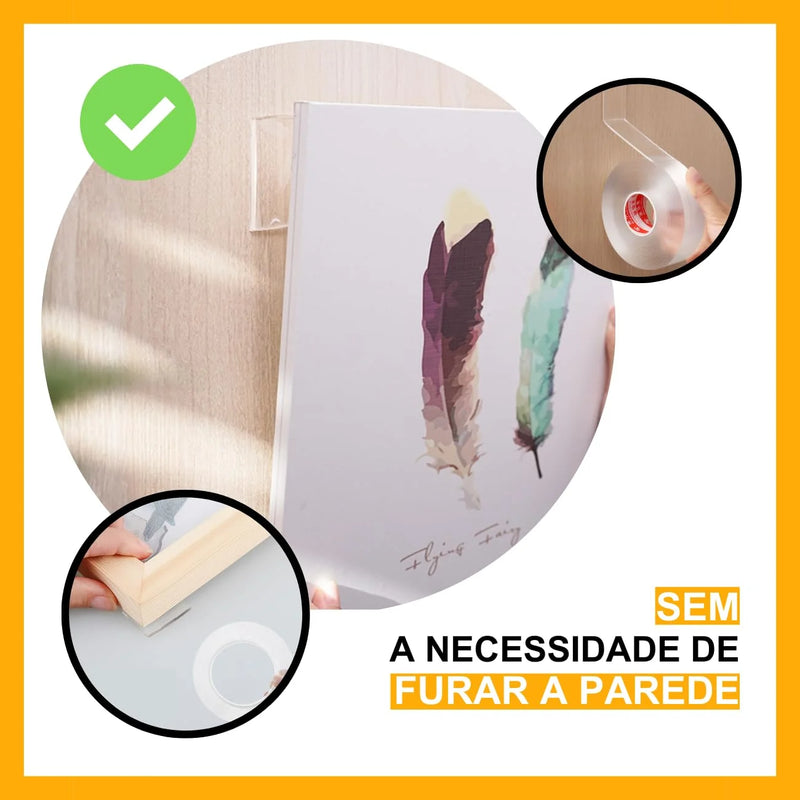 Fita Dupla Face de Gel Transparente – Extra Forte, 3M x 2cm, Adesiva, Reutilizável e Multiuso para Parede