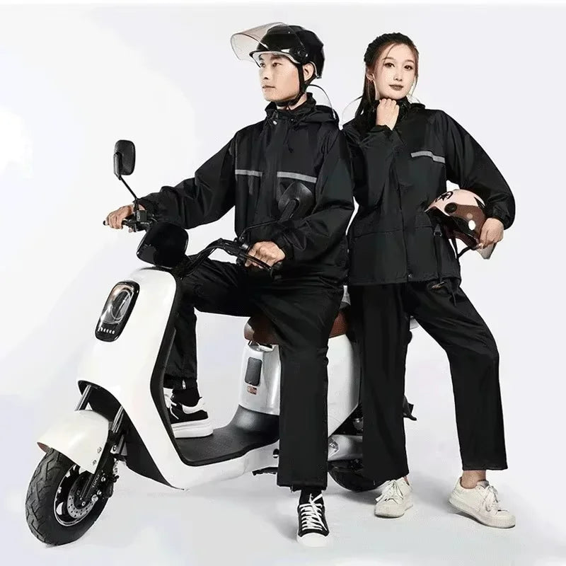 Capa de Chuva para Ciclismo e Motocicleta – Poncho Unissex, Calça Inclusa, Impermeável e Resistente ao Atrito