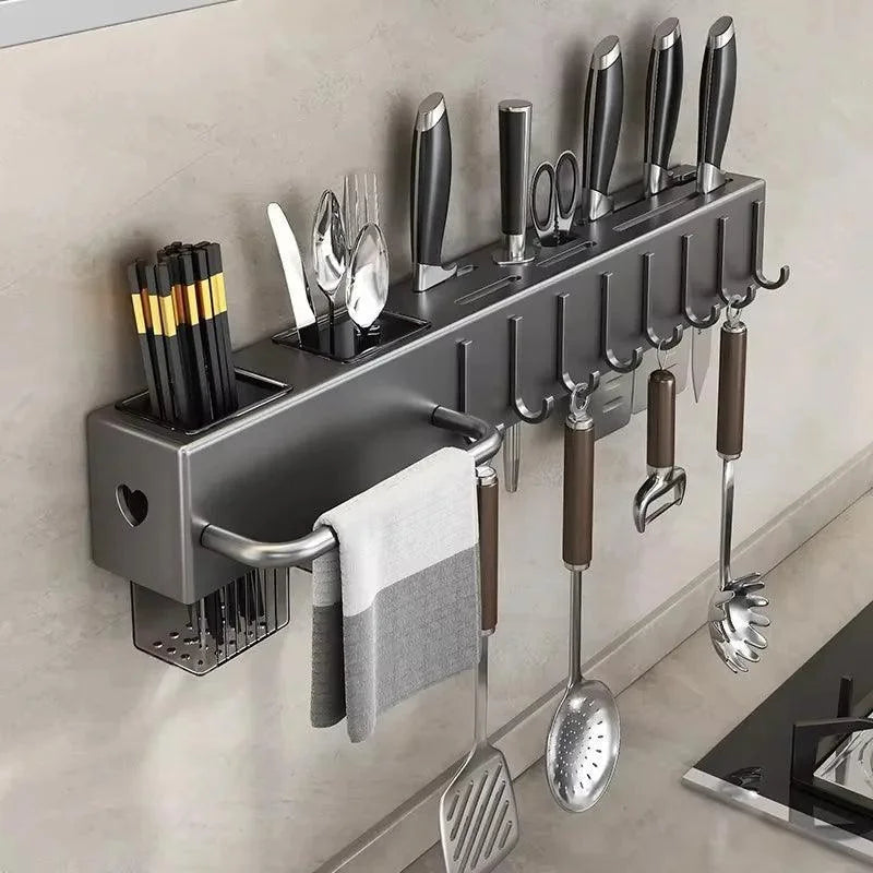 Organizador de Parede para Cozinha – Suporte para Especiarias, Facas, Colheres, Pauzinhos e Temperos