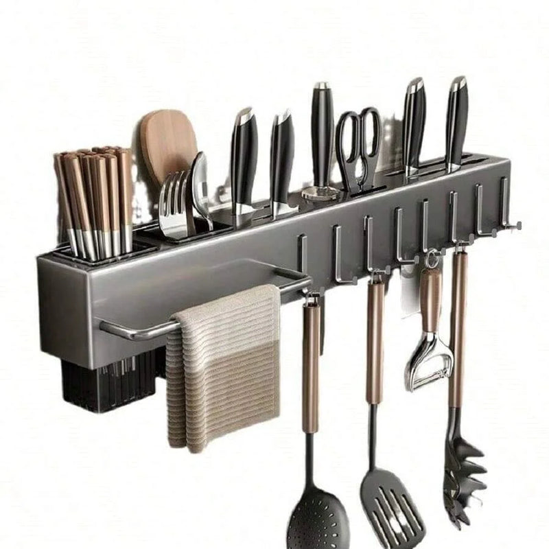 Organizador de Parede para Cozinha – Suporte para Especiarias, Facas, Colheres, Pauzinhos e Temperos