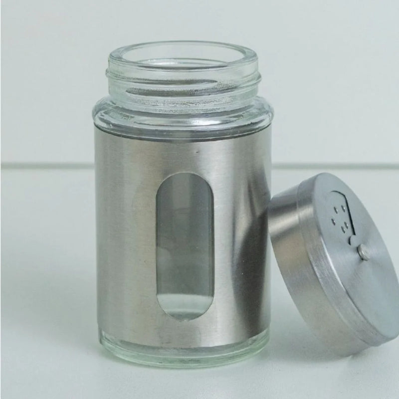 Pote de Temperos Temepro – Com Tampa, Agitador em Aço Inoxidável, Transparente, Ideal para Pó e Grãos