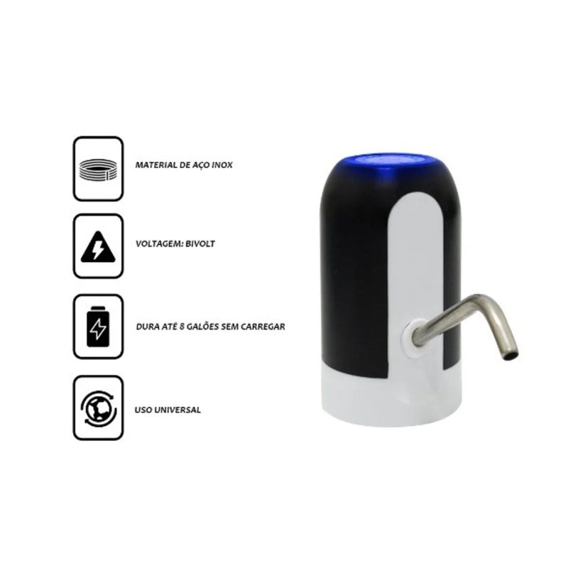 Bomba Elétrica de Água Potável – Portátil, Universal, Recarregável por USB, para Garrafas e Jarras