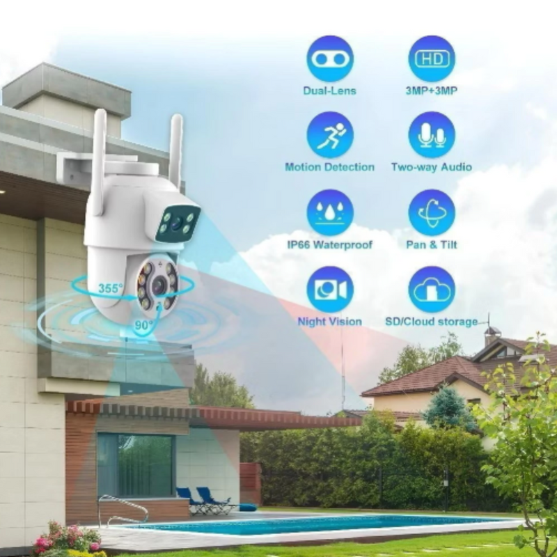 Câmera IP Externa Wi-Fi HD – Visão Noturna Infravermelha, À Prova d’Água, Monitoramento 24h