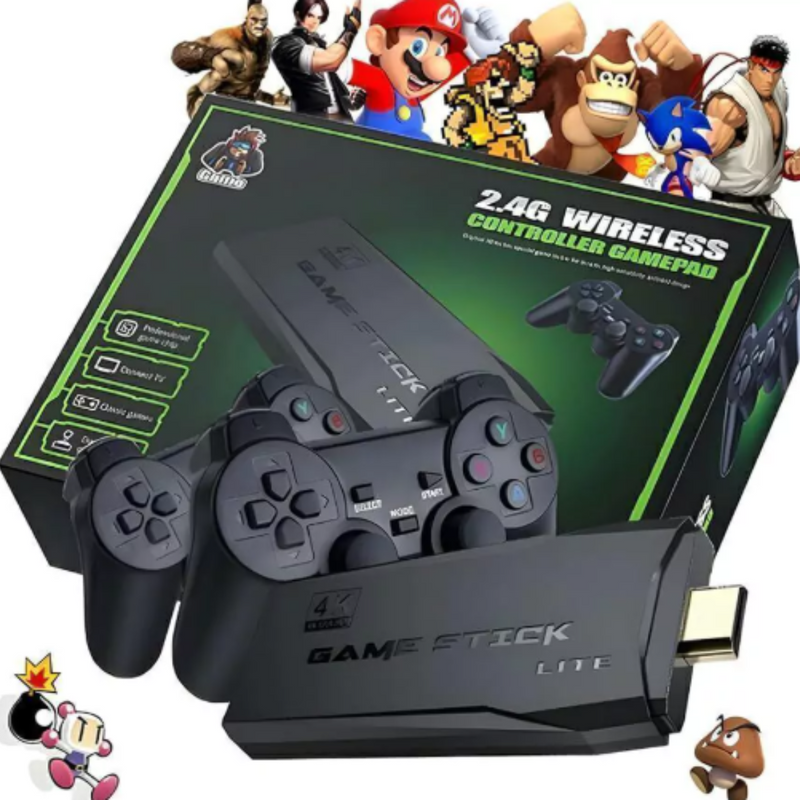 Game Stick Retro com +10.000 Jogos Clássicos – Console HDMI com 2 Controles Sem Fio | Plug and Play