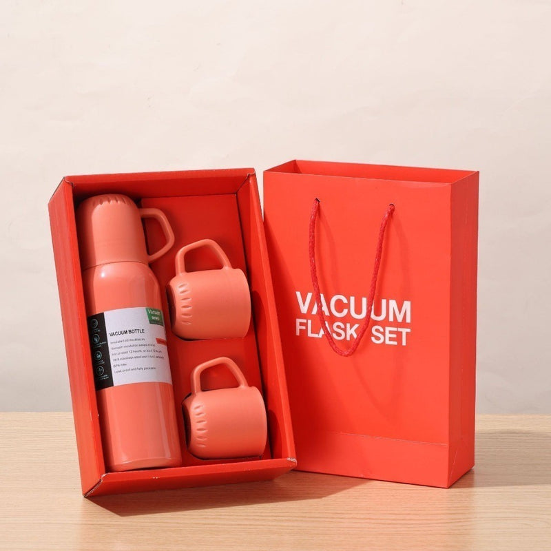 Caneca Térmica Inox 304 com 3 Xícaras – Garrafa de água com Isolamento 12h | Conjunto Presente Executivo
