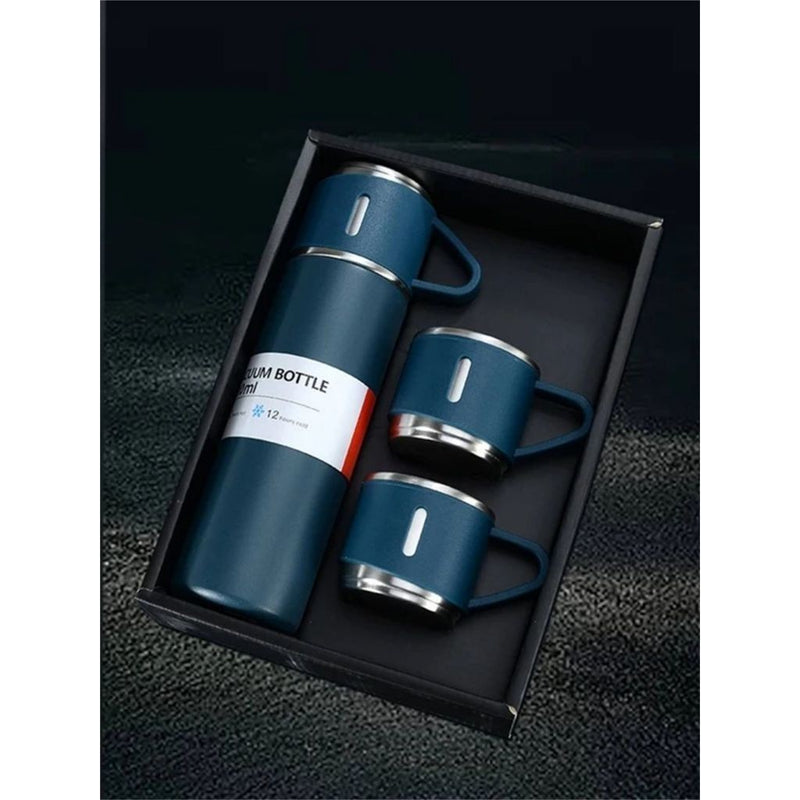 Caneca Térmica Inox 304 com 3 Xícaras – Garrafa de água com Isolamento 12h | Conjunto Presente Executivo