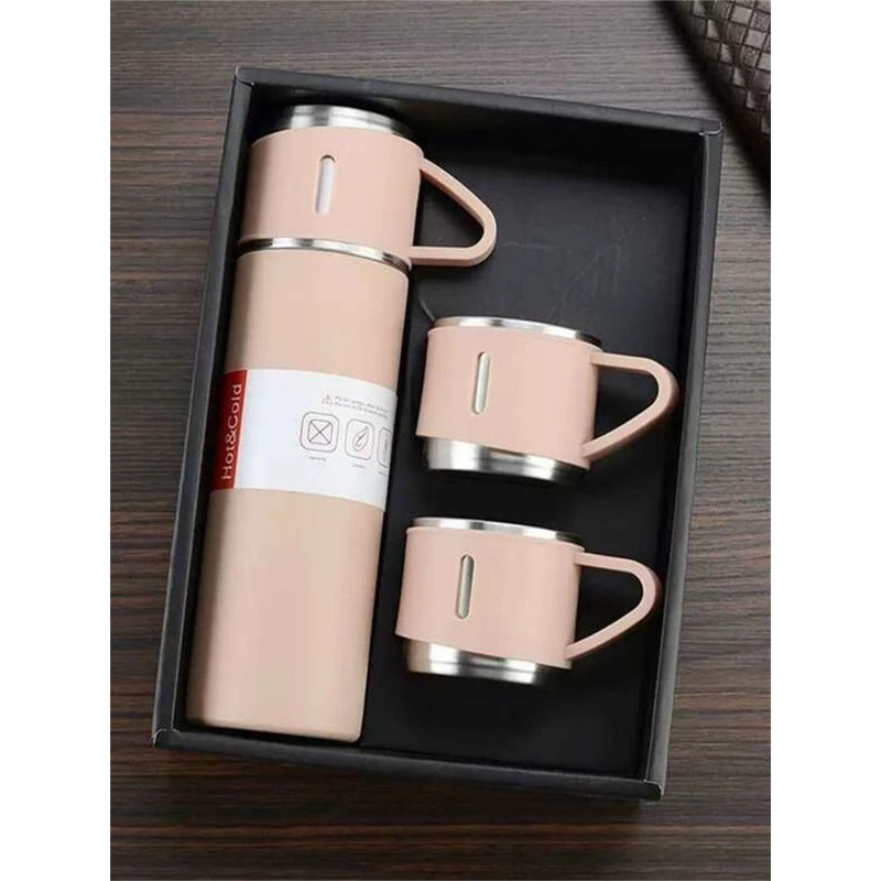 Caneca Térmica Inox 304 com 3 Xícaras – Garrafa de água com Isolamento 12h | Conjunto Presente Executivo