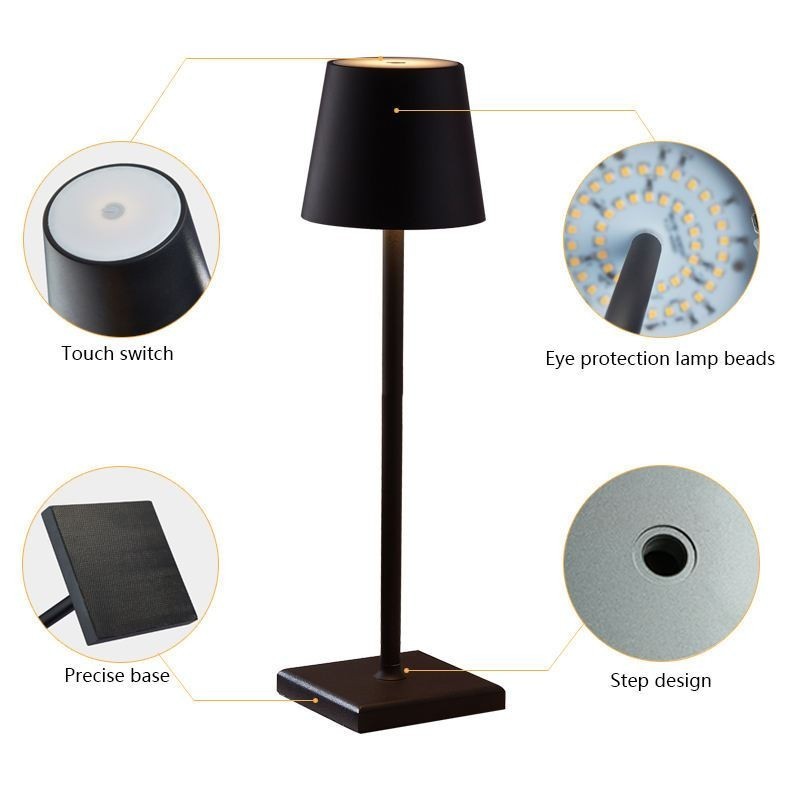 💡 Luminária Abajur de Mesa LED Touch – Portátil, Recarregável e Dimerizável com 3 Modos de Luz!